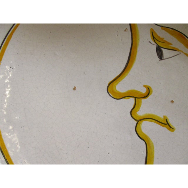 Cream French Man in the Moon Faience Deep Dish Charger For Sale - Image 8 of 9