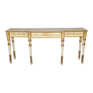 Stunning Antique Creme and Gilt Paint Decorated French Louis XVI Console Table For Sale