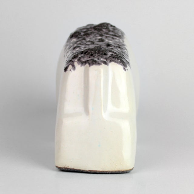Mid-Century Modern Vintage Otto Keramik Ceramic Bull Buffalo Figurine Off White Black Glaze Germany For Sale - Image 9 of 10