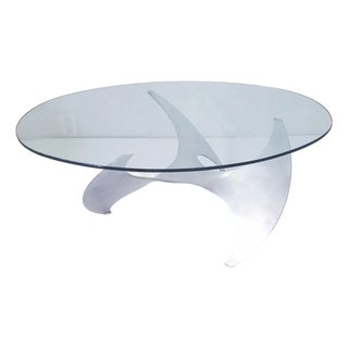 1960s Vintage Knut Hesterberg Aluminum Propeller Glass Top Coffee Table For Sale
