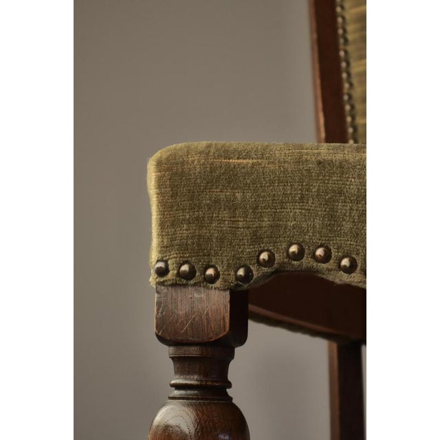 Danish Art Deco Oak Side Chair with Green Velvet Seat, 1930s For Sale - Image 15 of 18