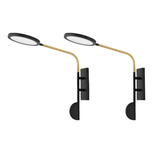 Discus Adjustable Wall Sconces, Pair For Sale