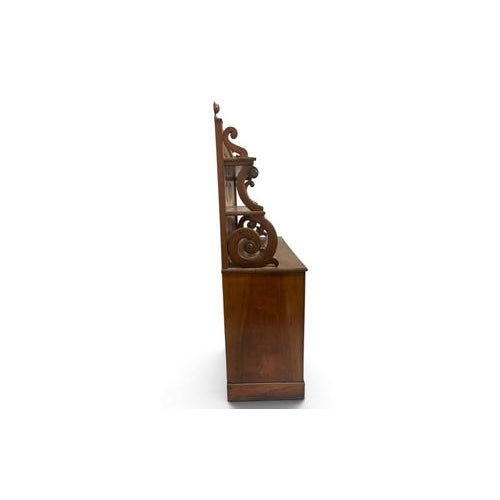 Brown Antique Wooden Sideboard with Shelf and Turned Balustrade For Sale - Image 8 of 9
