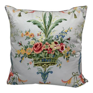 Pair of Charming Pale Blue Chintz Pillows For Sale