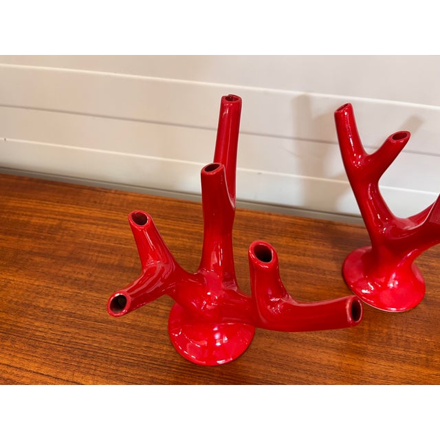 Ceramic Vintage Alberello Coral Vases by Guido Andlovitz, 1950s, Set of 2 For Sale - Image 7 of 14