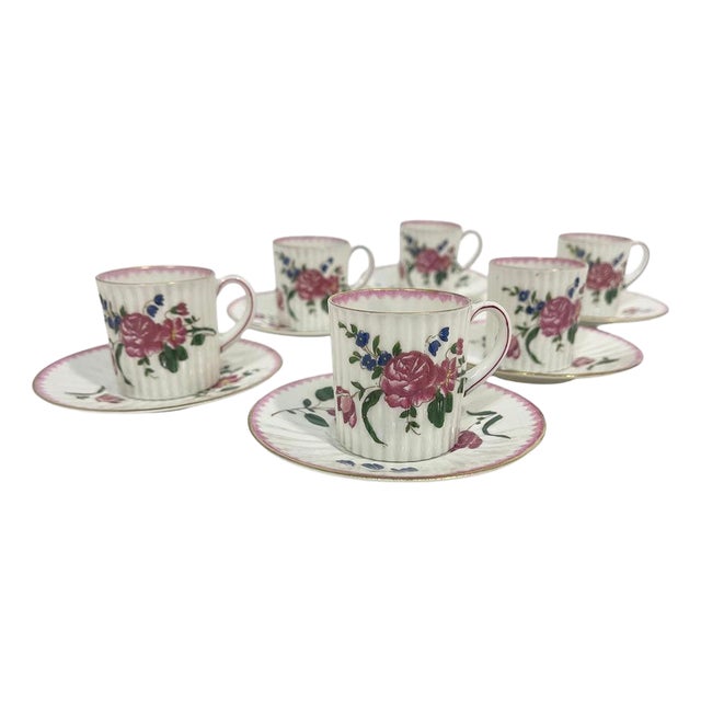 Cups and Saucers by Alfred Lanternier for Limoges, France, 1920s, Set of 12 For Sale
