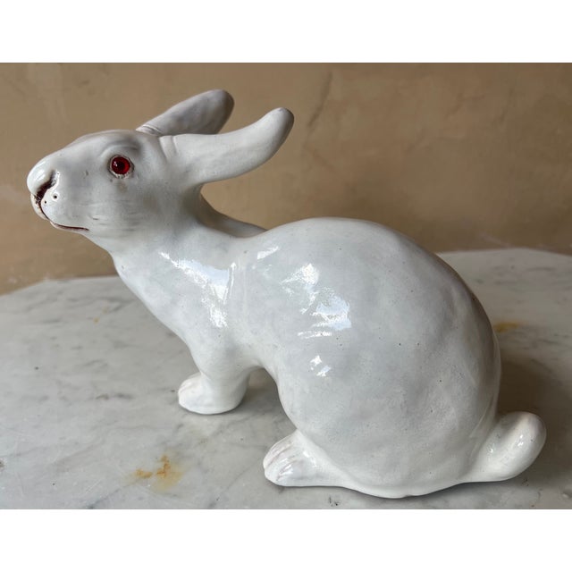 Vintage Hand Painted Terra Cotta Rabbit For Sale - Image 4 of 12