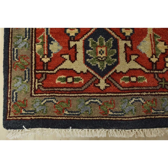 Serapi Rug 9’2” X 11’11” Blue Wool Tribal Hand-Knotted Oriental Carpet For Sale - Image 10 of 12