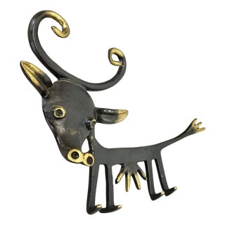 Brass Cow Hook attributed to Walter Bosse for Herta Baller, Austria, 1950s For Sale