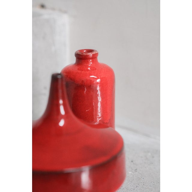 Red Glazed Ceramic Vases attributed to Rogier Vandeweghe for Amphora, Belgium, 1960s, Set of 2 For Sale - Image 4 of 6
