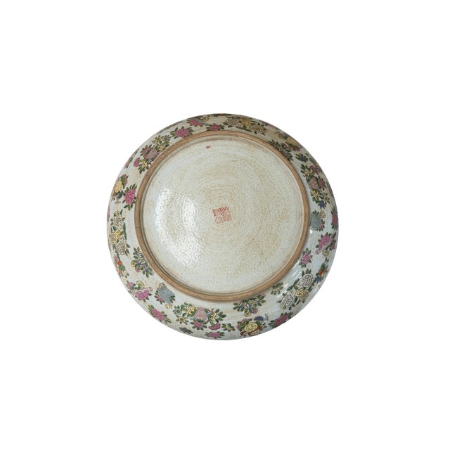 19" Vintage Large Chinese Famille Rose Porcelain Charger Plate For Sale In San Francisco - Image 6 of 17