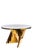 Sophisticated materials take a cue from modern geometry to create this spectacular dining table set. Gold color stainless...