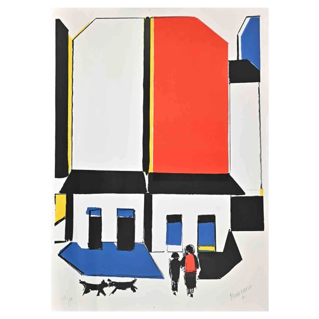 Sante Monachesi, Blind Walls, Lithograph, 1975 For Sale