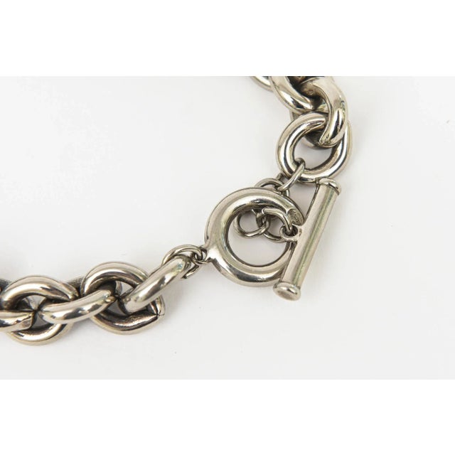 Vintage Signed Givenchy Chromed Metal Chain and Ball Pendant Necklace For Sale - Image 11 of 12