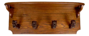 Art Nouveau Gothic Wall Coat Rack with Sculpted Hooks, Early 20th Century