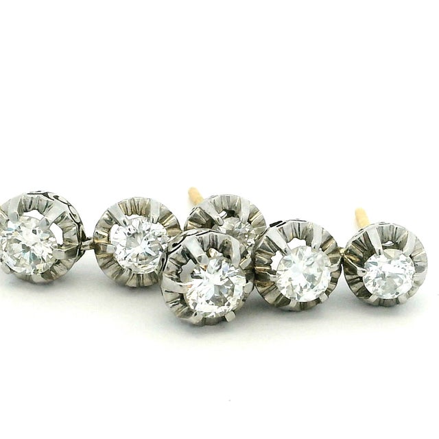 Vintage Platinum and 14k Gold 2 Carat Diamond Drop Earrings Circa 1950s, A Pair For Sale - Image 12 of 15