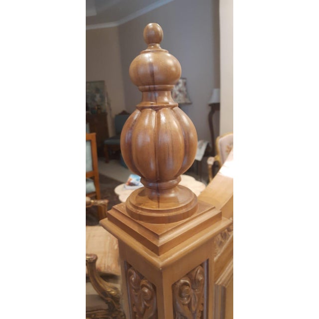 Baroque New European Classical / Baroque Revival Ornate Hand-Carved Solid Wood King Bed With Decorative Finials For Sale - Image 3 of 11
