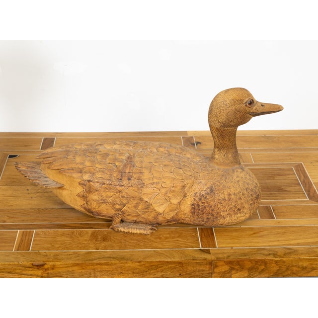 Brown English Victorian 19th Century Carved Wooden Duck with Detailed Plumage For Sale - Image 8 of 12