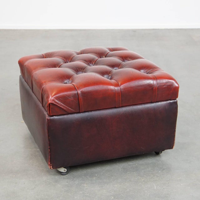 Chesterfield Ottoman with Storage in Cow Leather For Sale - Image 12 of 12