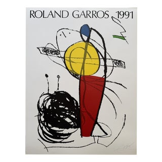 Vintage Roland Garros Poster from Joan Miró, France, 1991 For Sale
