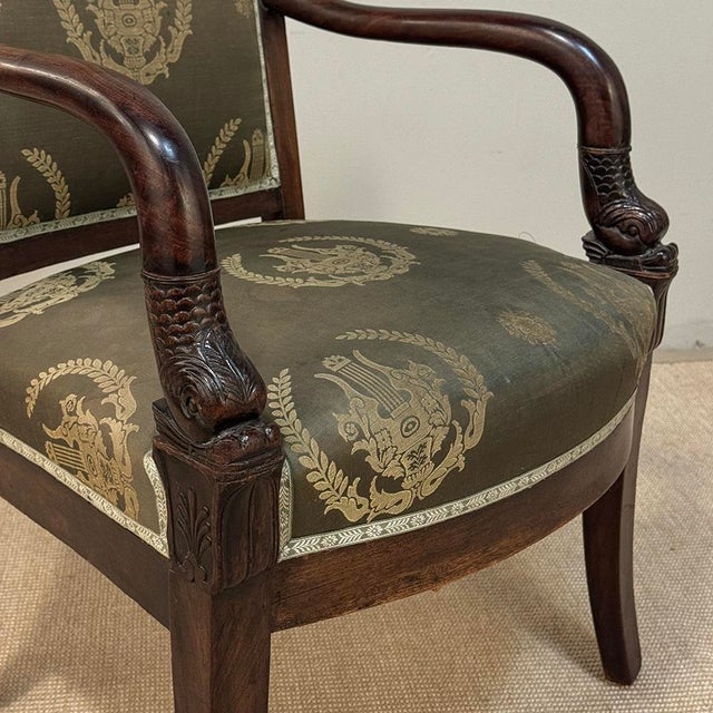 19th Century French Empire Period Mahogany Armchair For Sale - Image 12 of 18