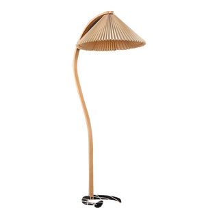 Mid 20th Century Mads Caprani Danish Floor Lamp With Pleated Shade For Sale