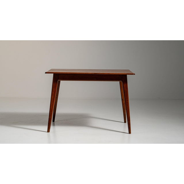 1960s 1960-1969 France Rich Walnut Brown Tapered-Leg Walnut Console For Sale - Image 5 of 11