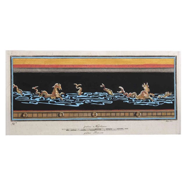 Giovanni Morghen, Sea Horses, Etching, 18th Century For Sale