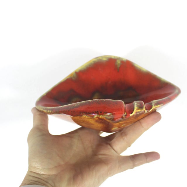 Ceramic Mid Century Modern Atomic Drip Glaze Ceramic Ashtray Catchall For Sale - Image 7 of 8