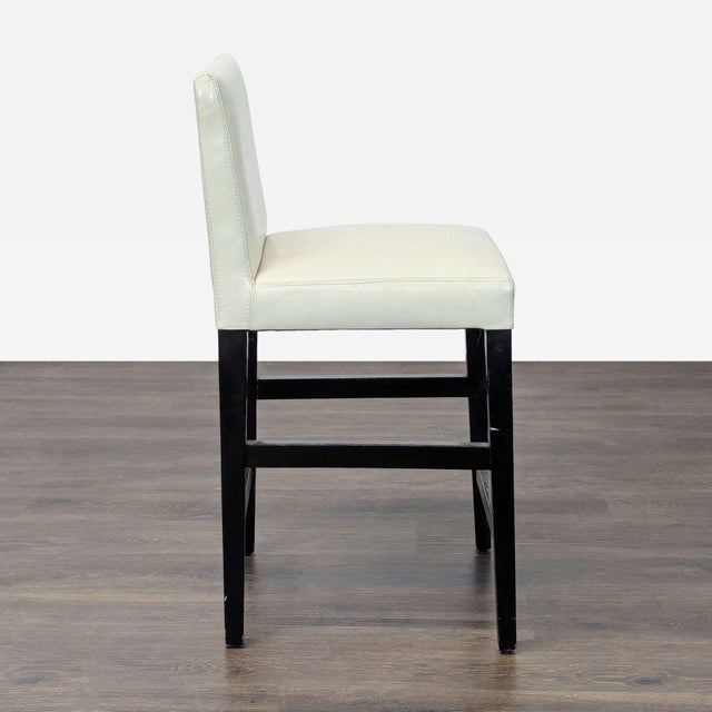 Crate & Barrel Crate & Barrel Leather Bar Stool With Wood Legs For Sale - Image 4 of 7