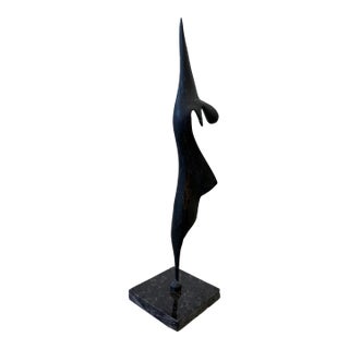 Brazilian Mid-Century Modern Abstract Dancer Bronze Sculpture on Granite Base For Sale