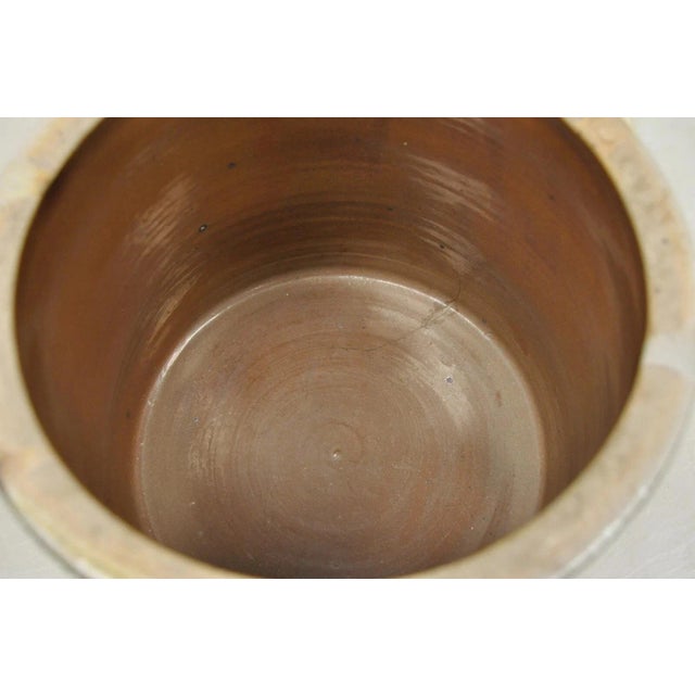 Antique Stoneware Salt Glazed 9" Round Pottery Crock Pot With Blue Flower For Sale In Philadelphia - Image 6 of 11