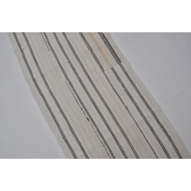 Textile Neutral Stripe Vintage Hemp Runner For Sale - Image 7 of 7