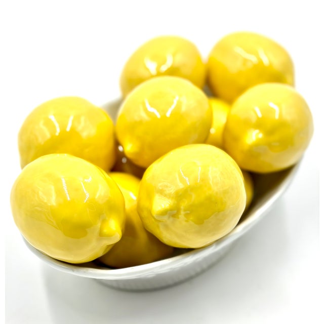 Mid-Century Modern Vintage Italian Majolica Bowl of Lemons Centerpiece For Sale - Image 3 of 9