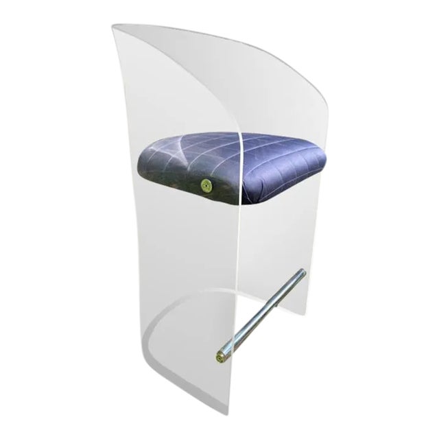 1970s Vladimir Kagan Modernist Floating Lucite Bar Stool For Sale