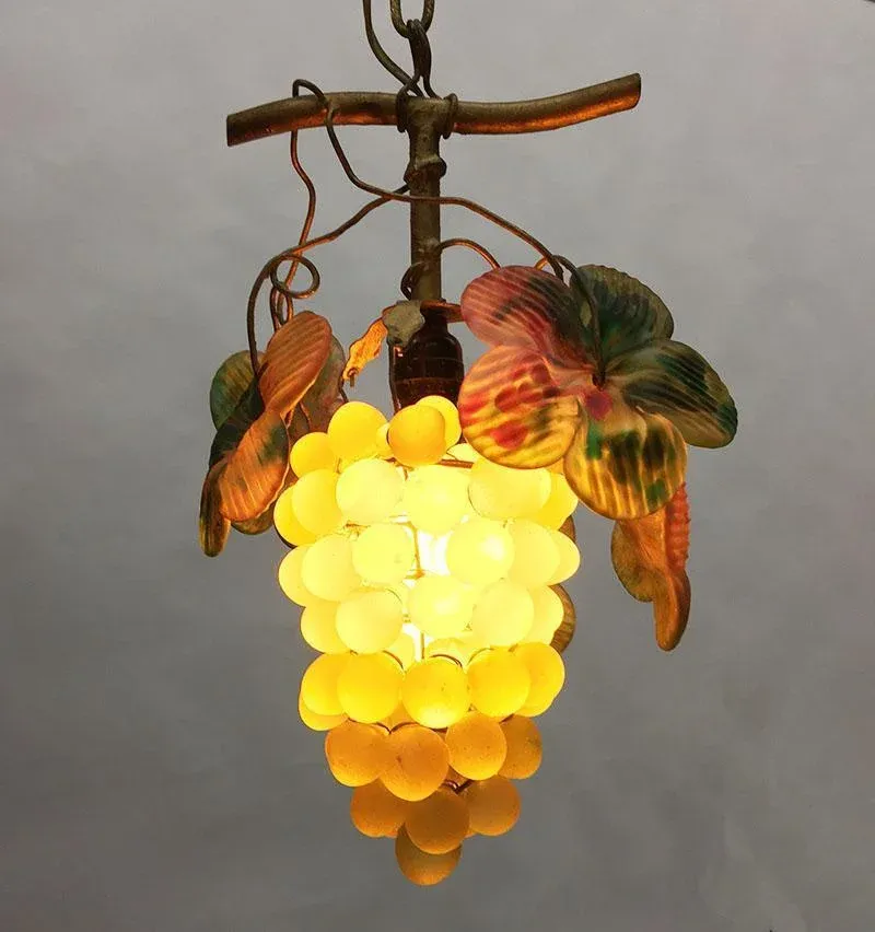 Art Glass Grape Pendant Lamp, 20th Century | Chairish