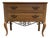 Late 20th Century Thomasville French Country Console With Patterned Wood Top & Iron Scrollwork For Sale