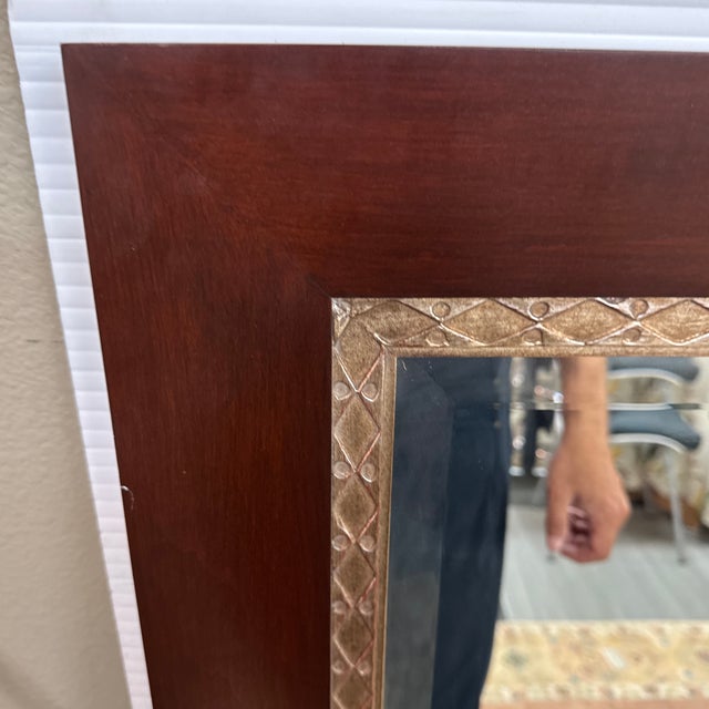 Mahogany With Silver Gilt Etched Frame Wall Mirror For Sale - Image 11 of 12