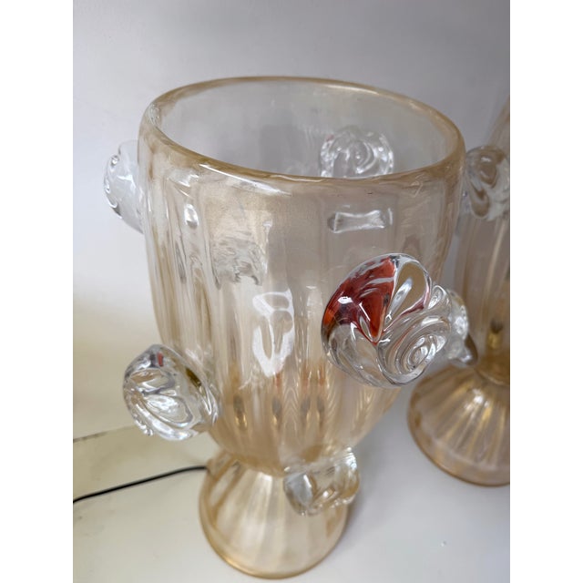 Contemporary Pair of Murano Glass Vase Macaroons Lamps, Italy For Sale - Image 10 of 12