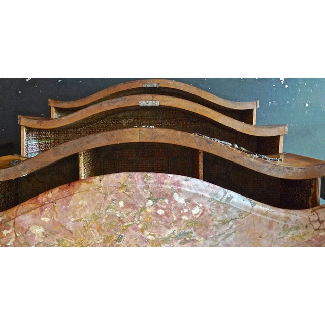 French 19th Century Bow-Fronted Burl Walnut Chest With Three Drawers and a Marble Top For Sale - Image 9 of 13