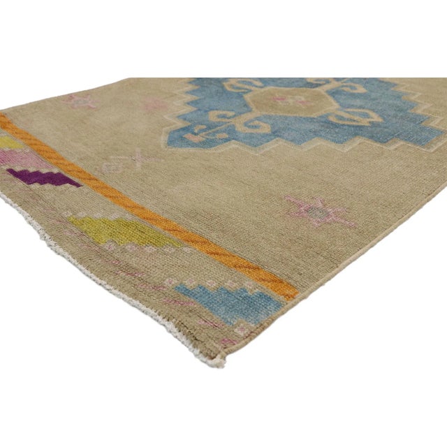 Mid-Century Modern Vintage Turkish Oushak Hallway Rug Runner - 03'05 x 13'03 For Sale - Image 3 of 10