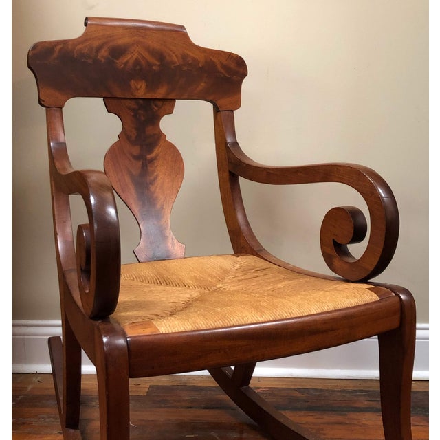Late 19th Century Antique Empire Style Burl Wood Rocking Chair Chairish