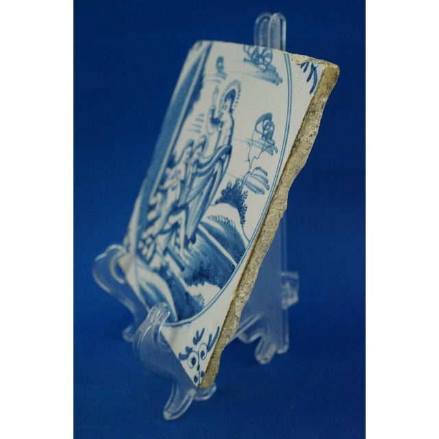 Antique Ceramic Tile from Blue Delft Factory, 1700s For Sale - Image 6 of 18