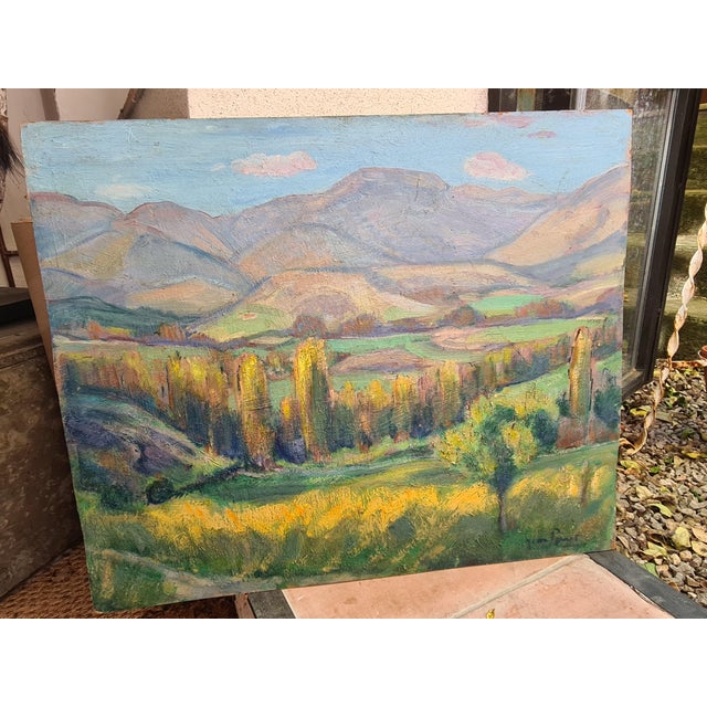 Jean Perret, Fauvist Landscape: The Golden Trees, Oil on Board, Mid-20th Century For Sale - Image 3 of 6