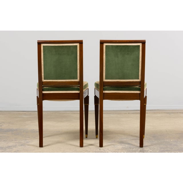 1930s French Art Deco Mahogany Dining Chairs in Olive Green Velvet - Set of 6 For Sale - Image 18 of 18