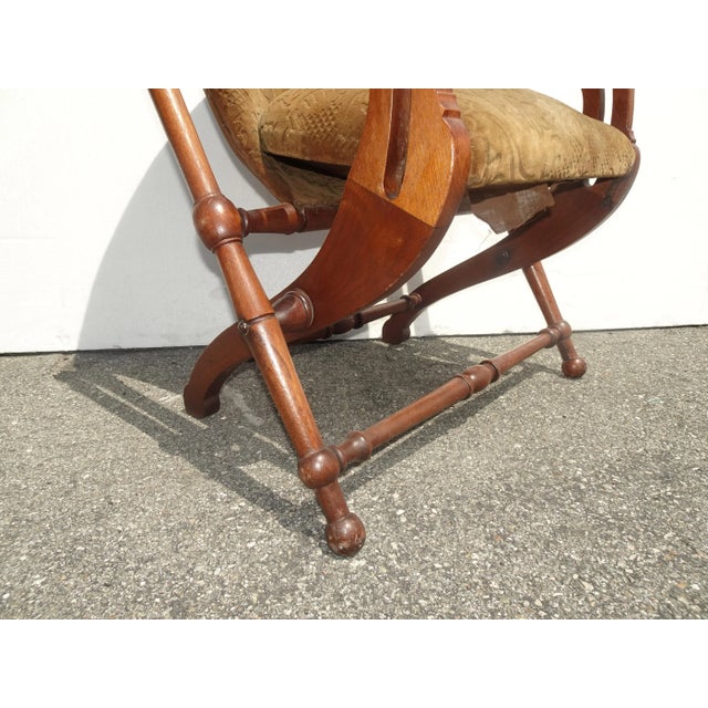 Vintage George Hunzinger Velvet Folding Accent Side Chair Stamp Patent May 1873 For Sale - Image 12 of 13