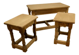 Arts and Crafts Oak Nesting Tables, 1890s, Set of 3