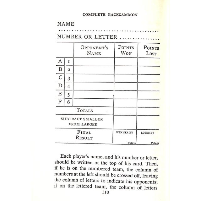 White "Complete Backgammon: Including the Laws of Backgammon" 1940 Richard, Walter L. For Sale - Image 8 of 9