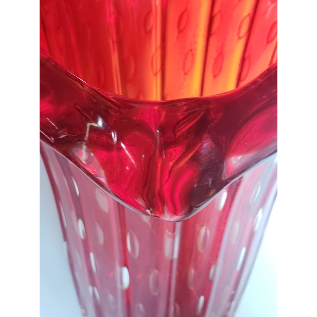 Vintage Murano Glass Vase Bullicante Red Gold Attr Barovier Toso For Sale - Image 17 of 17