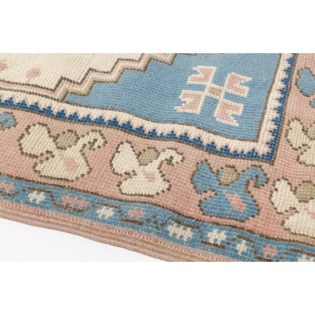 1960s Mid 20th Century Oushak Floral Handknotted Area Rug For Sale - Image 5 of 8